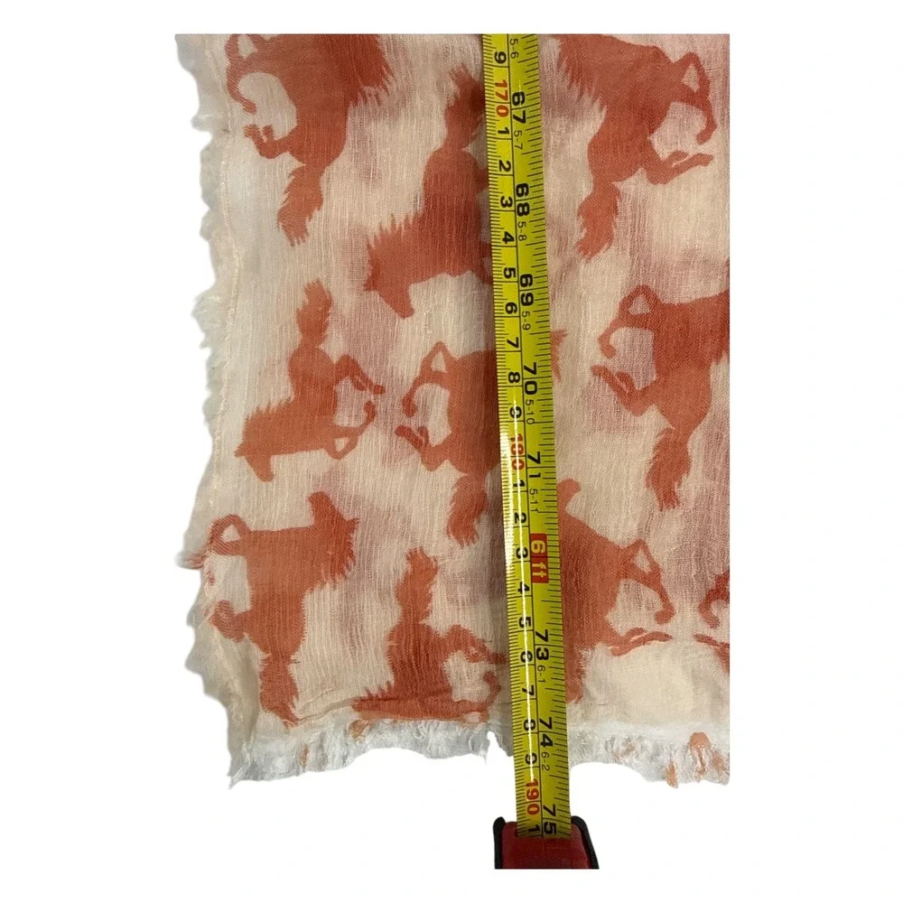 Unbranded Horse Print Scarf Womens OS Orange Excellent Quiet Luxury Preppy